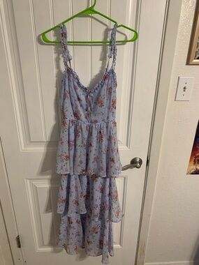 Francesca’s Light Blue Floral Tiered Maxi Dress